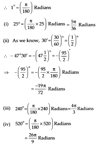 NCERT Solutions for Class 11 Maths Chapter 3 Trigonometric Functions Ex 3.1 1