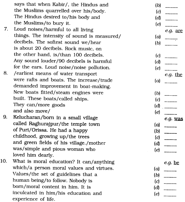 Omission Exercises for Class 6 CBSE pdf with Answers