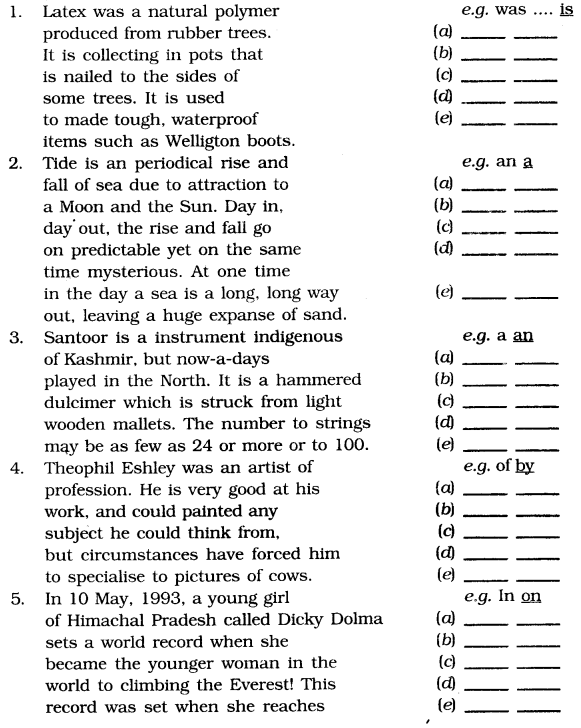 Editing Exercises For Class 6 CBSE pdf with Answers